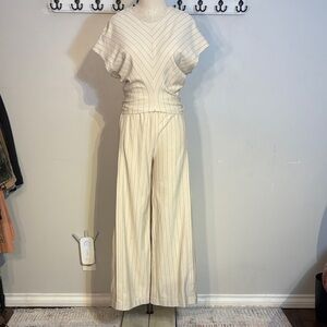 Cream Striped pant and top lounge set by COS size xs